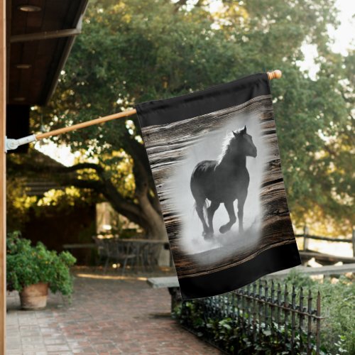 Wild Horse Galloping House Flag