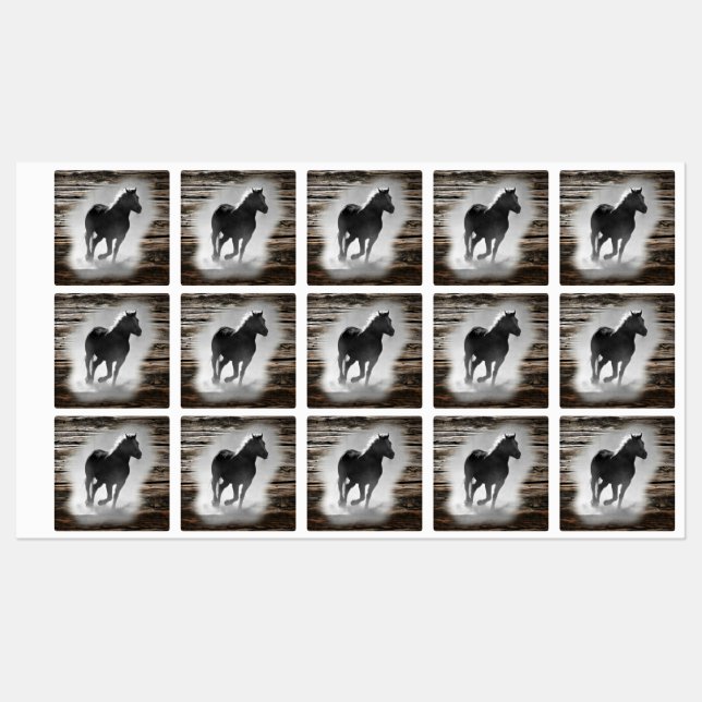 Wild Horse Galloping Labels (Sheet)