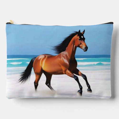 Wild Horse Galloping on a Beach Accessory Pouch