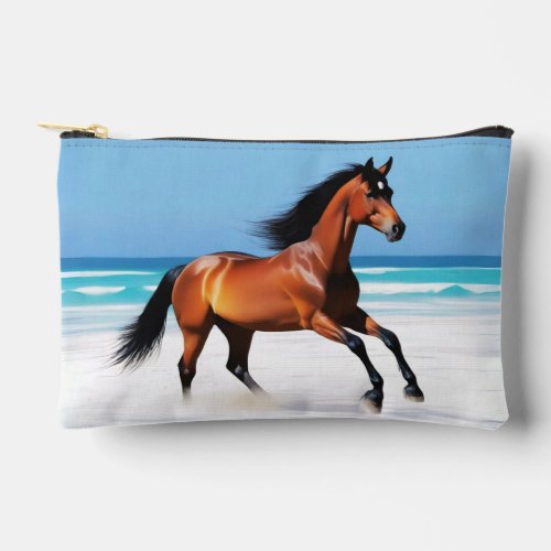 Wild Horse Galloping on a Beach Accessory Pouch