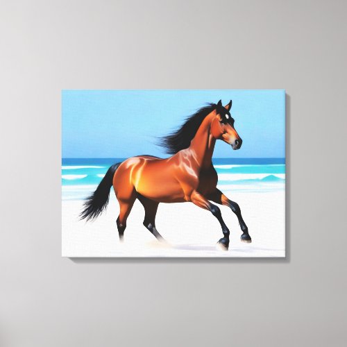 Wild Horse Galloping on a Beach Canvas Print
