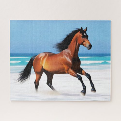 Wild Horse Galloping on a Beach Jigsaw Puzzle