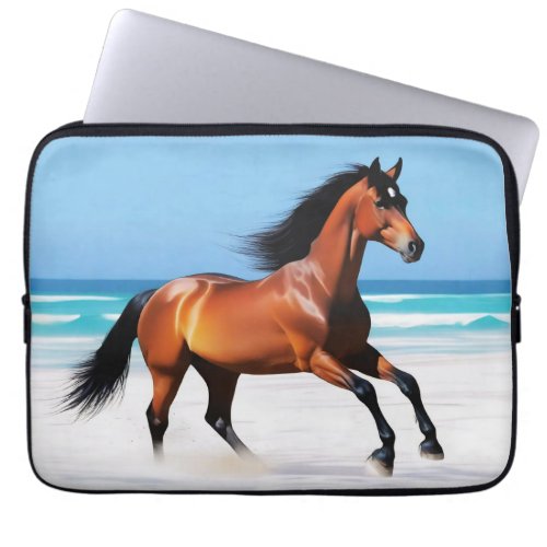 Wild Horse Galloping on a Beach Laptop Sleeve