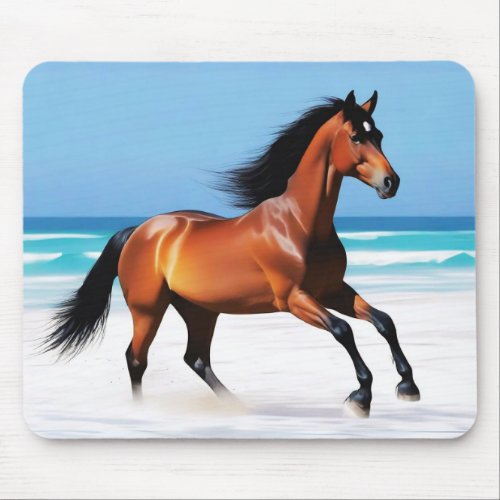 Wild Horse Galloping on a Beach Mouse Pad
