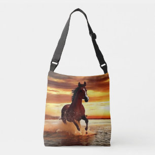 Wild Horse Galloping Through Surf Crossbody Bag