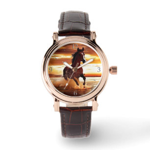 Wild Horse Galloping Through Surf Women's Watch