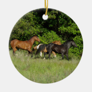 Wild Horse Herd Ceramic Ornament