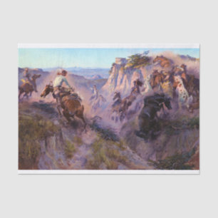 Wild Horse Hunters, 1913 by Charles Marion Russell Tissue Paper