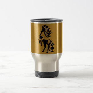 WILD HORSE ICON LOGO REARING ANIMALS POWERFUL TRAVEL MUG
