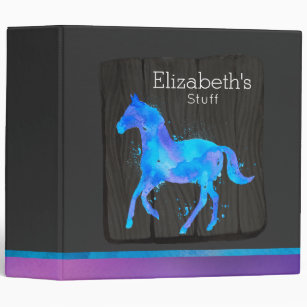 Wild Horse in Blue and Purple Watercolor Binder