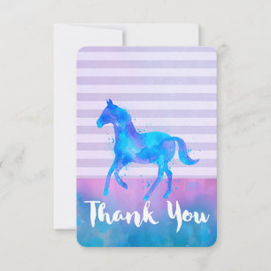 Wild Horse in Blue and Purple Watercolor Thank You