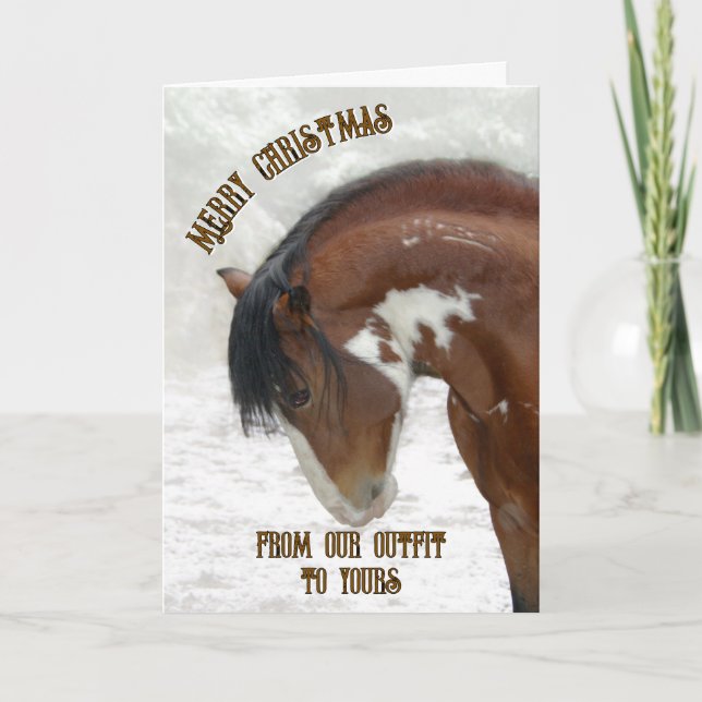 Wild Horse in Snow Christmas Card (Front)