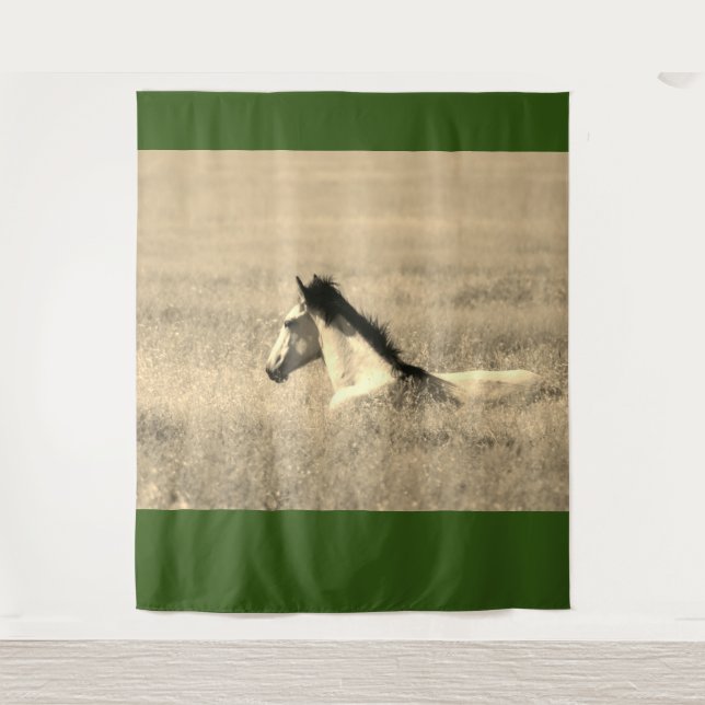 WILD HORSE IN THE DESERT CUSTOMIZABLE Tapestry (Front)