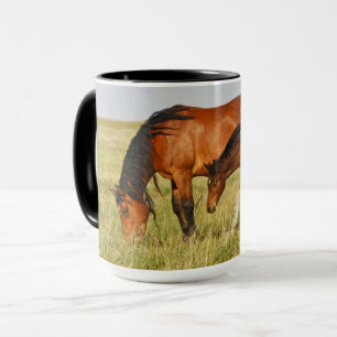 Wild Horse Mother and Colt Grazing Mug