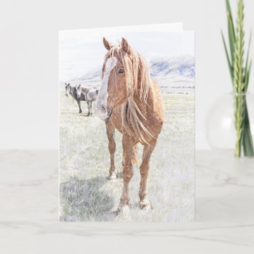 Wild Horse Mustang Christmas snowflakes interior Holiday Card