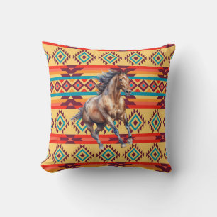Wild Horse Native American Decor Throw Pillow