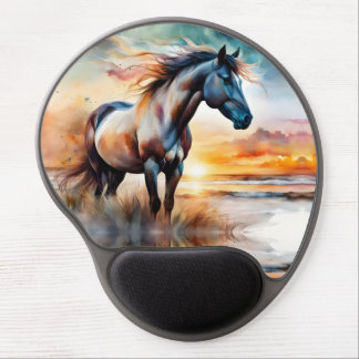 Wild Horse on Grassy Dune at Sunset Gel Mouse Pad