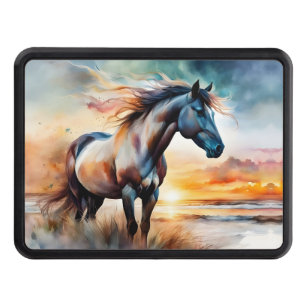 Wild Horse on Grassy Dune at Sunset  Hitch Cover