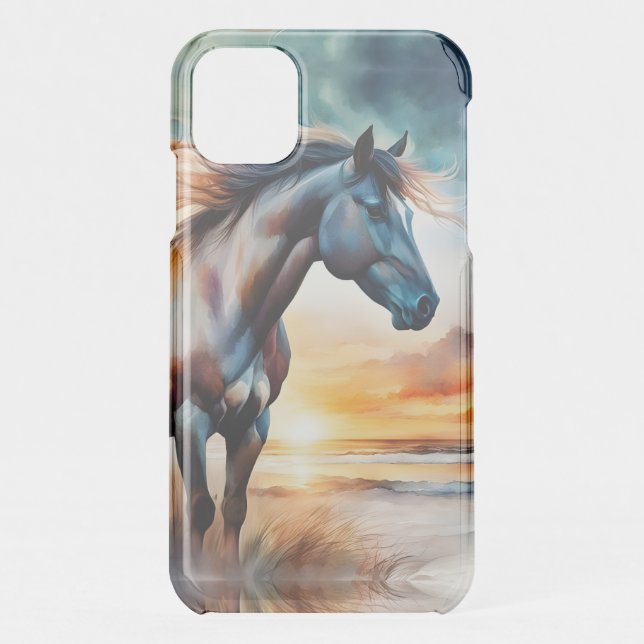 Wild Horse on Grassy Dune at Sunset  Uncommon iPhone Case (Back)