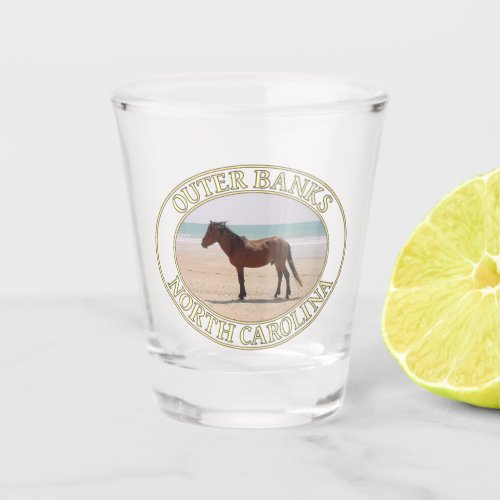 Wild Horse on Outer Banks Beaches North Carolina Shot Glass