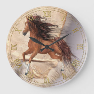 Wild Horse on Sheepskin Wall Clock