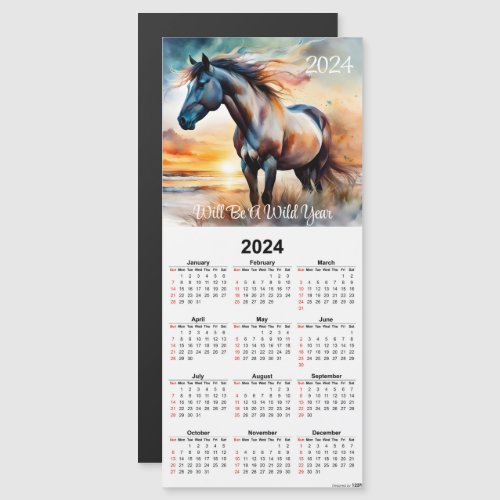 Wild horse on the beach Magnetic Calendar Card