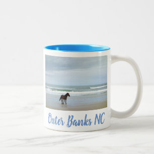 Wild Horse Outer Banks OBX Corolla NC Two-Tone Coffee Mug
