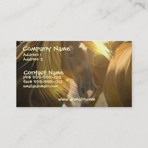 Customizable Wild Horse Photo Business Card