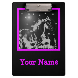 wild horse pink graphic, personalized clipboard