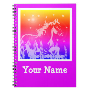 wild horse pink graphic, personalized notebook