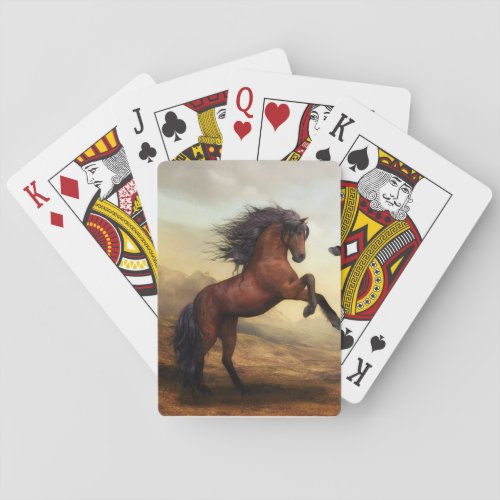 wild horse rearing playing cards