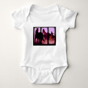 Wild Horse Roundup Triptych Baby Bodysuit