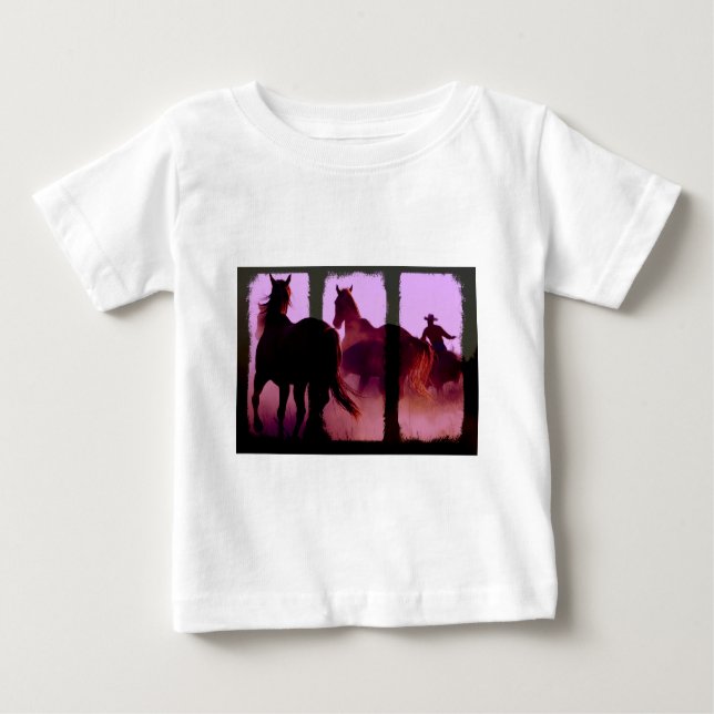 Wild Horse Roundup Triptych Baby T-Shirt (Front)