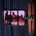 Wild Horse Roundup Triptych Personalized Luggage Tag