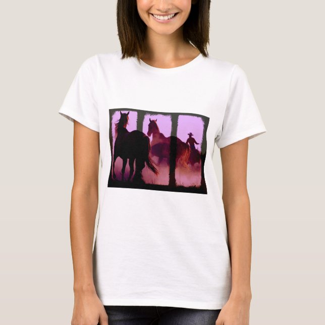 Wild Horse Roundup Triptych T-Shirt (Front)