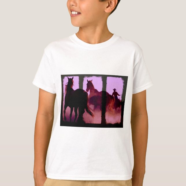 Wild Horse Roundup Triptych T-Shirt (Front)