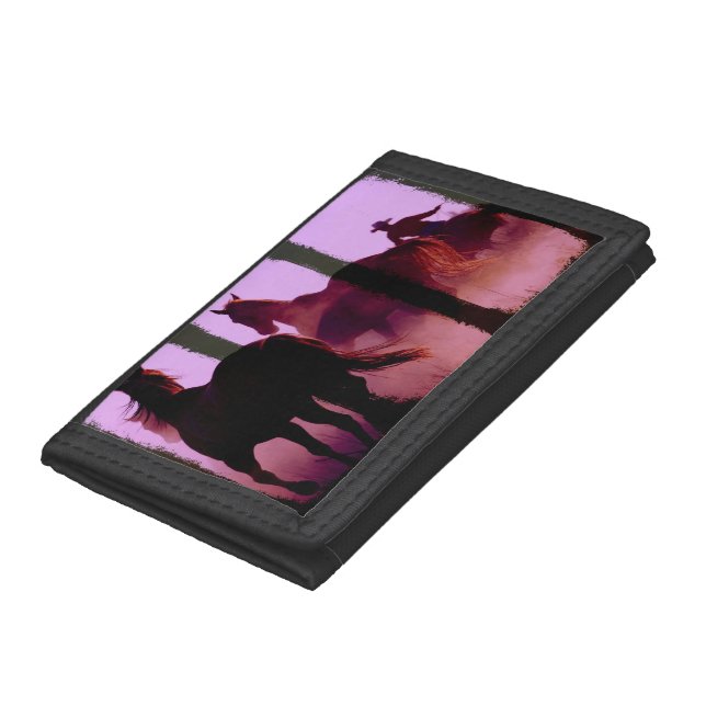 Wild Horse Roundup Triptych Trifold Wallet (Bottom)
