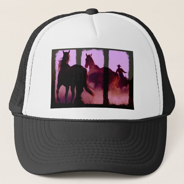 Wild Horse Roundup Triptych Trucker Hat (Front)