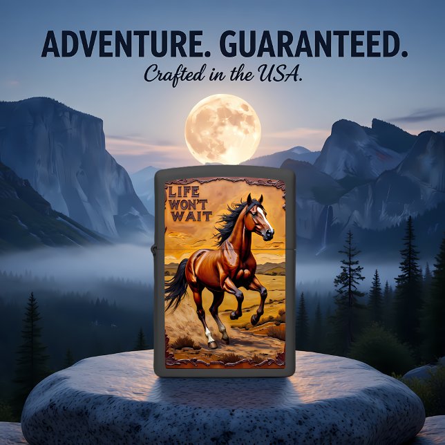 Wild Horse Run Desert Motivational Scene Zippo Lighter (Creator Uploaded)