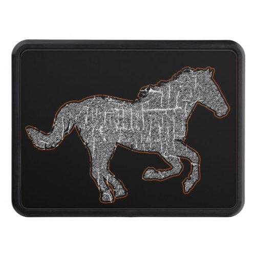 wild horse running black trailer hitch cover