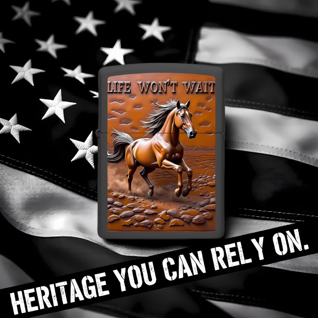 Wild Horse Running Desert Motivational Art Zippo Lighter (Creator Uploaded)