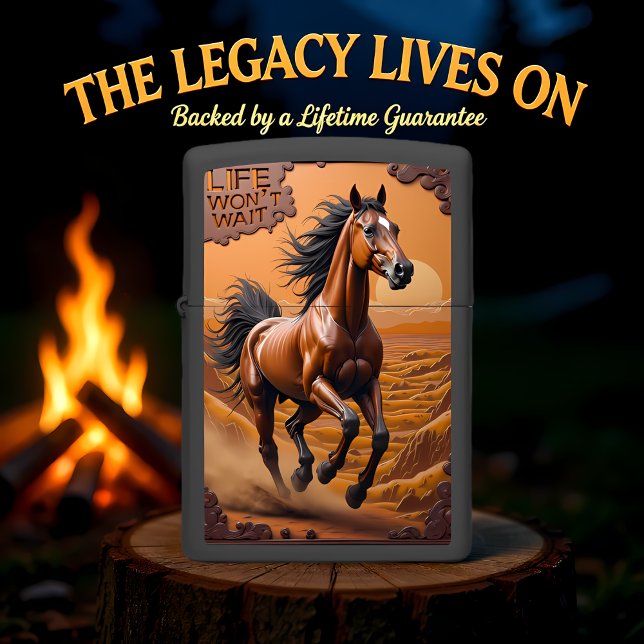 Wild Horse Running Desert Motivational Sun Zippo Lighter (Creator Uploaded)