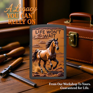 Wild Horse Running Desert Motivational Sun Zippo Lighter