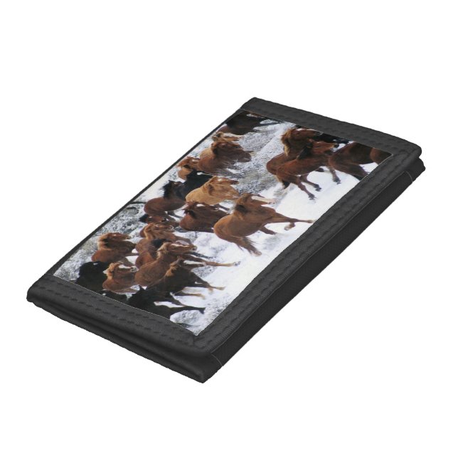 Wild Horse Running on Snow Tri-fold Wallet (Bottom)
