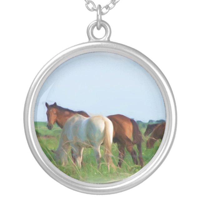 wild horse silver plated necklace (Front)