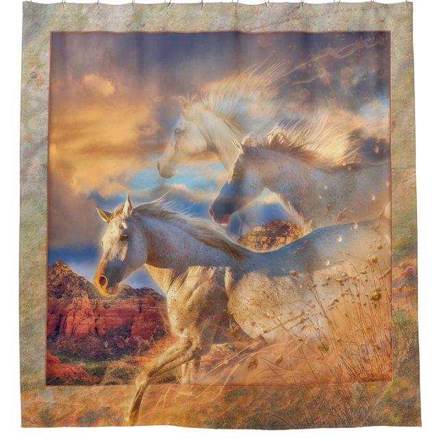Wild Horse Spirits “TRINITY” Shower Curtain (Front)