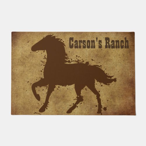 Wild Horse Stallion Silhouette Custom Doormat