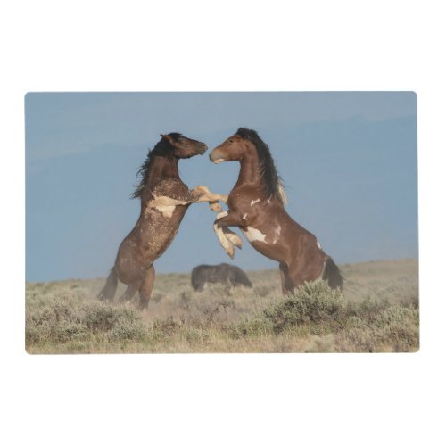 Wild Horse Stallions Fighting Placemat