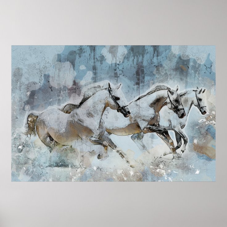 Wild Horse Stampede Western Poster | Zazzle