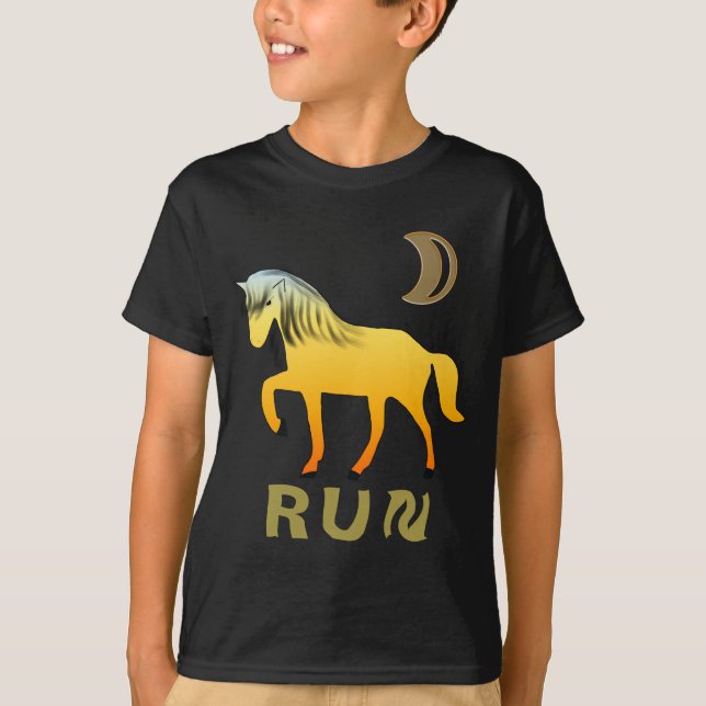 Wild Horse under the Golden Moon T-Shirt (Front)
